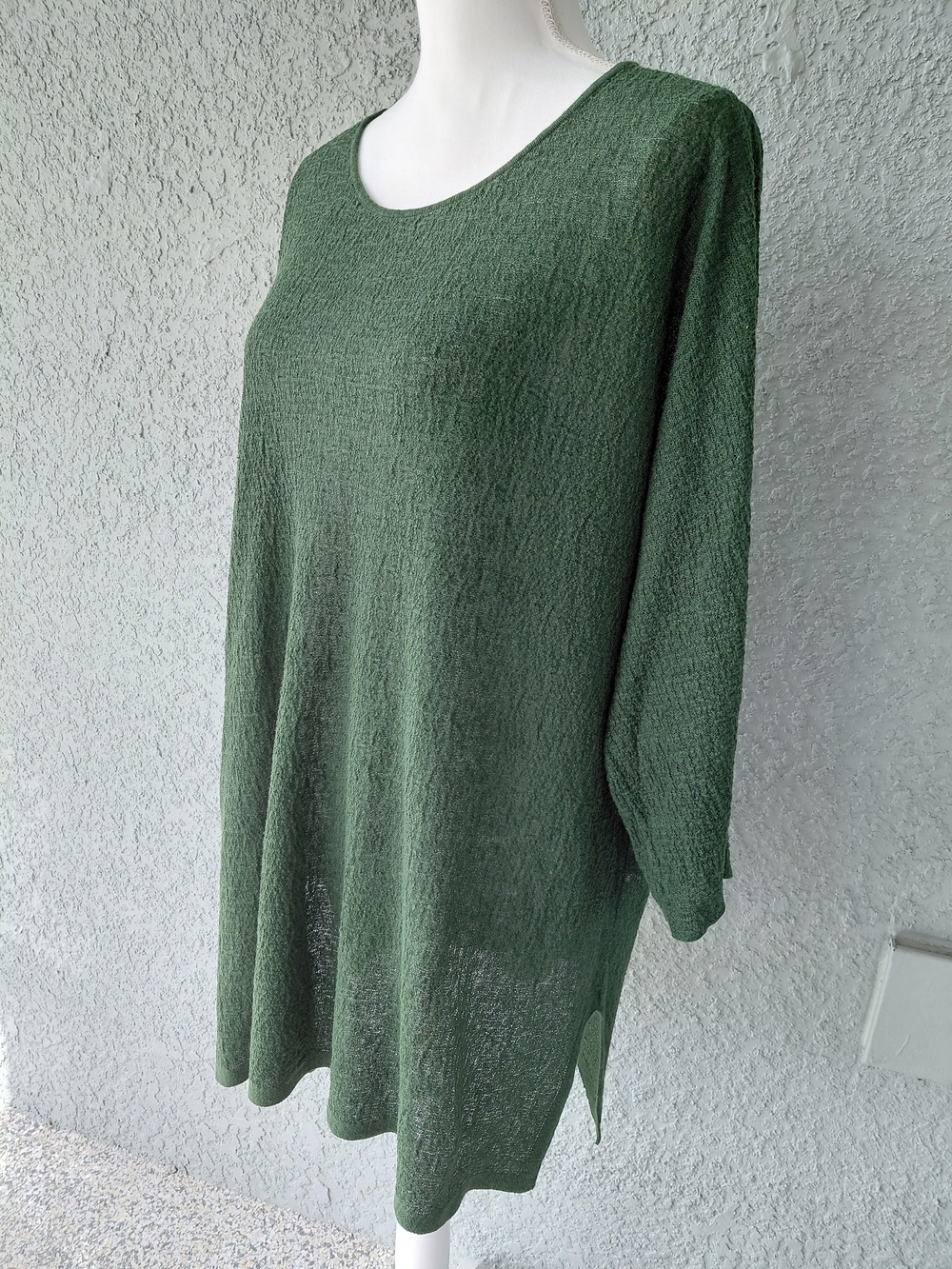 NWT Eileen Fisher Organic Linen Knit Tunic Top Hemlock Green 2X